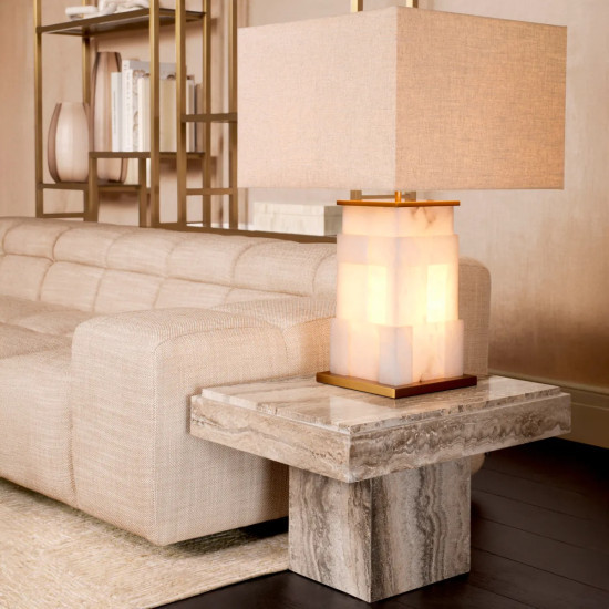 Fabiano bordslampa alabaster/antik mässing 77 cm Fabiano bordslampa alabaster/antik mässing 77 cm