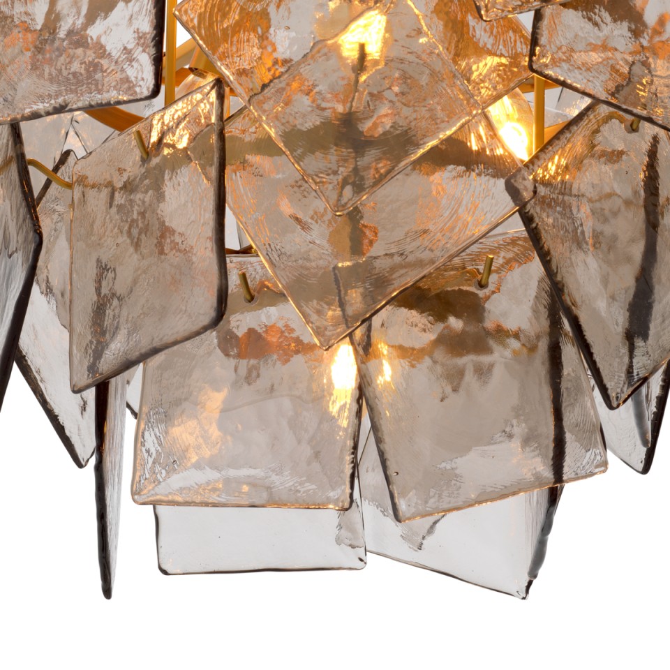 Biltmore chandelier antique brass/smoke glass 80 cm