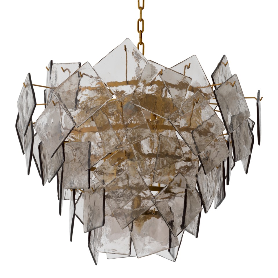 Biltmore chandelier antique brass/smoke glass 80 cm