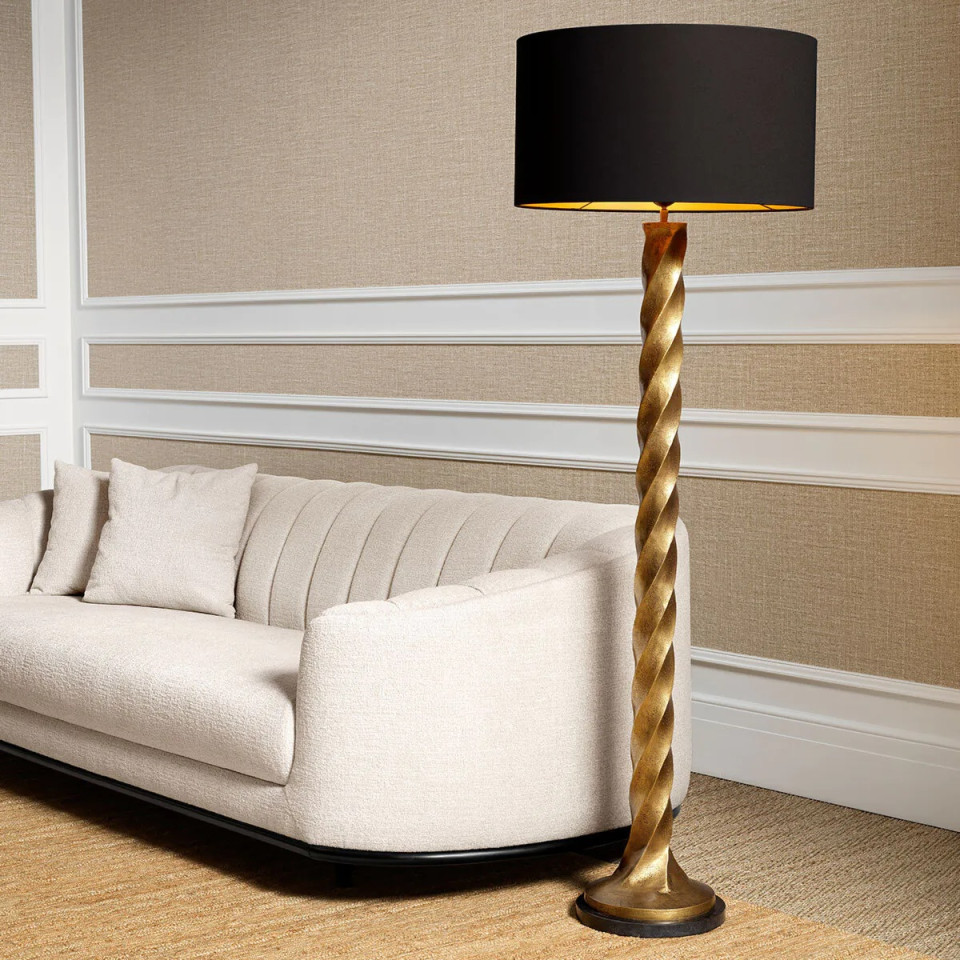 Costanza golvlampa vintage mässing/svart 164 cm