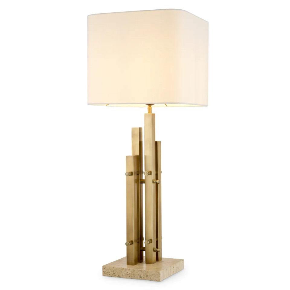 Destino bordslampa vintage mässing/travertin 90 cm Eichholtz Destino bordslampa vintage mässing/travertin 90 cm