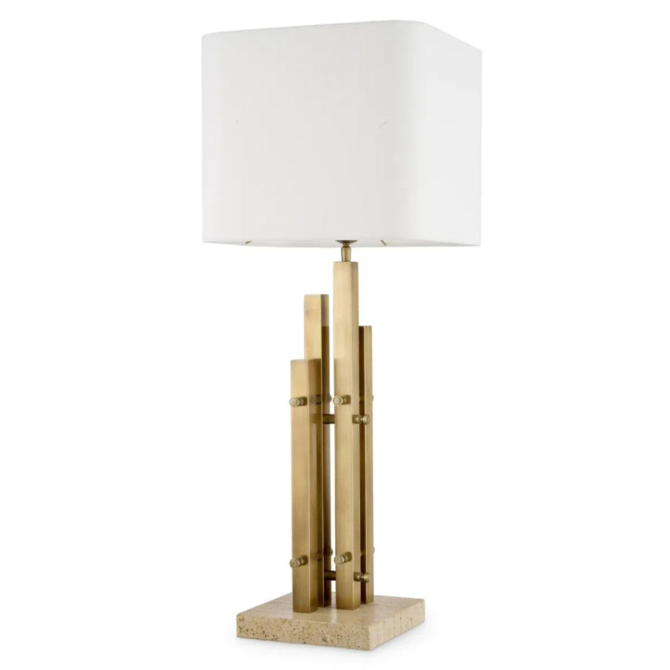 Destino bordslampa vintage mässing/travertin 90 cm Eichholtz Destino bordslampa vintage mässing/travertin 90 cm