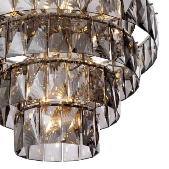 Amazone L Chandelier Nickel/Smoke Glass 80cm
