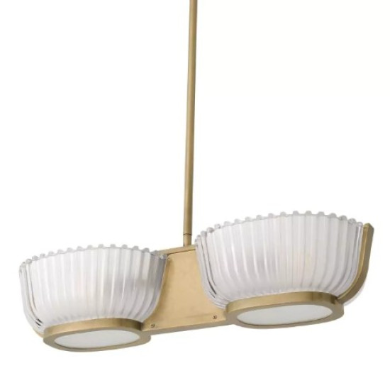 Artos Dubbel Taklampa Mässing/Glas 67,5 cm