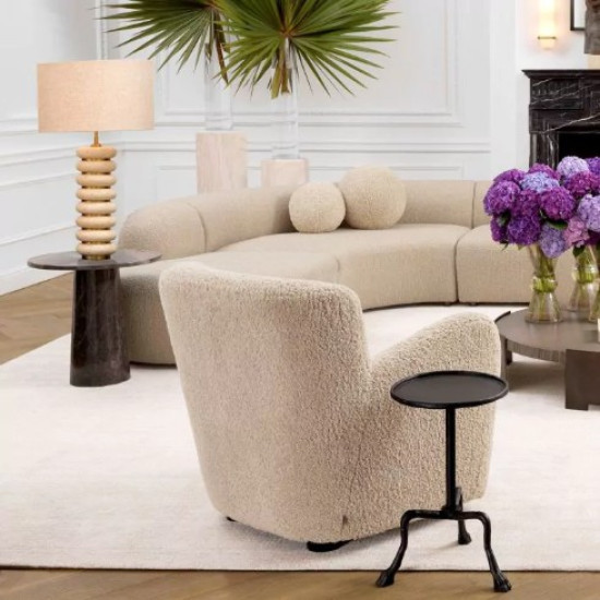 Baron Bordslampa Travertin/Linne Mix Skärm 85 cm