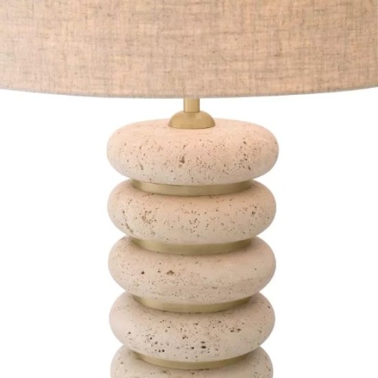 Baron Table Lamp Travertine/Linen Mix Shade 85cm