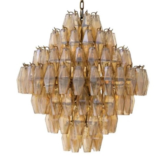 Benini L Chandelier Brass/Glass 65cm