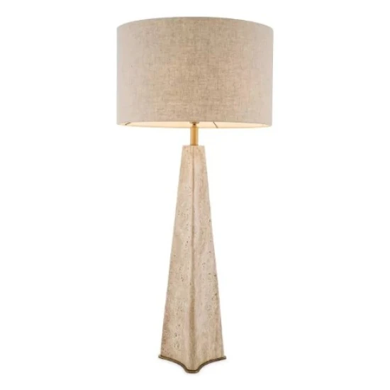 Benson Table Lamp Travertine/Linen Mix Shade 106.5cm