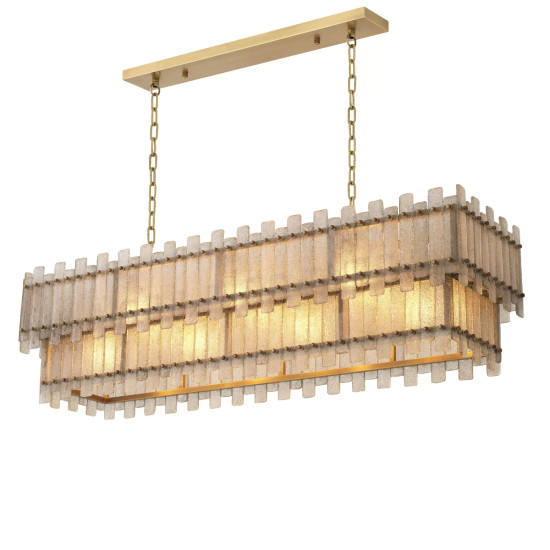 Caprera Chandelier rektangular Brass/Glass 142cm