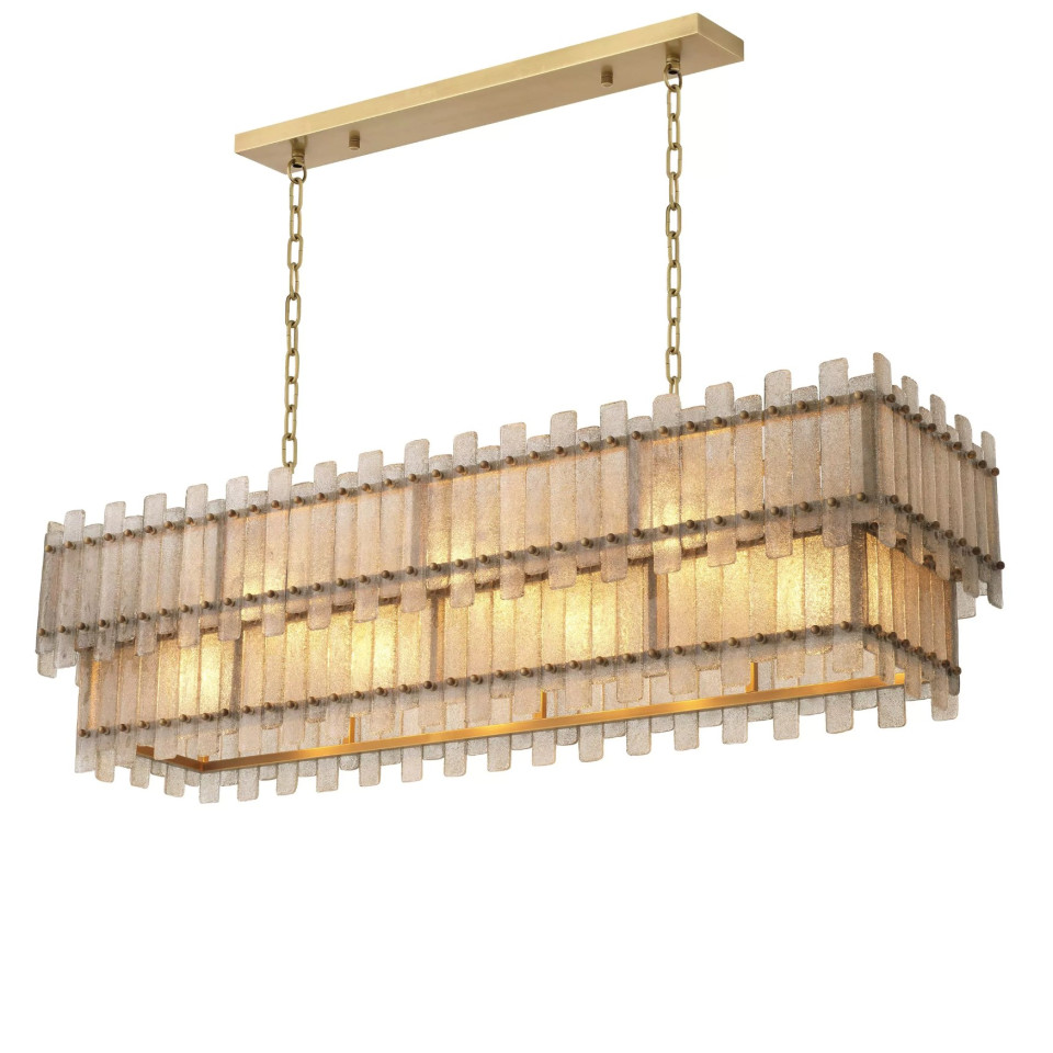 Caprera Ljuskrona rektangulär  mässing/Glas 142cm