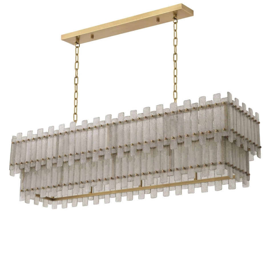 Caprera Ljuskrona rektangulär  mässing/Glas 142cm
