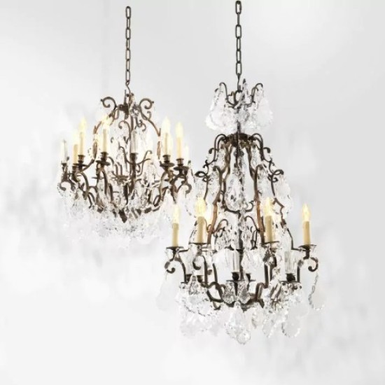 Château De Wideville Chandelier Brass/Glass 60cm