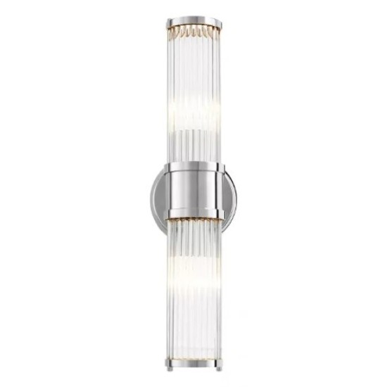 Claridges Dubbelvägglampa Nickel/Glas 46,5 cm