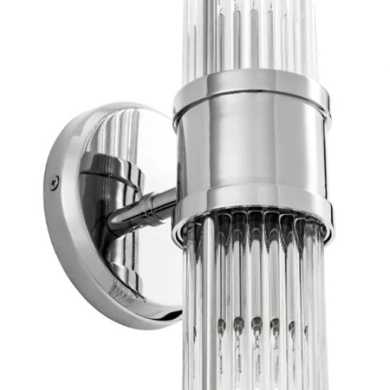 Claridges Dubbelvägglampa Nickel/Glas 46,5 cm