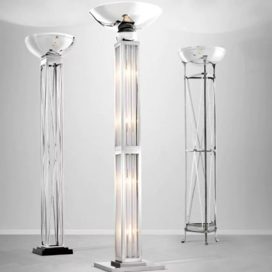 Dorrell Floor Lamp Nickel/Glass 192.5cm