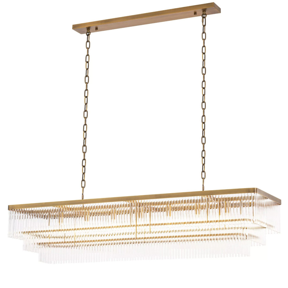 East takkrona rektangulär Mässing/Glas 140 cm