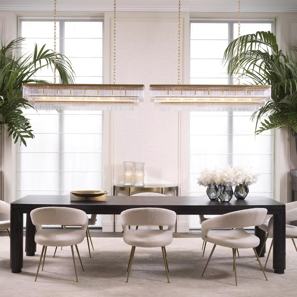 East takkrona rektangulär Mässing/Glas 140 cm