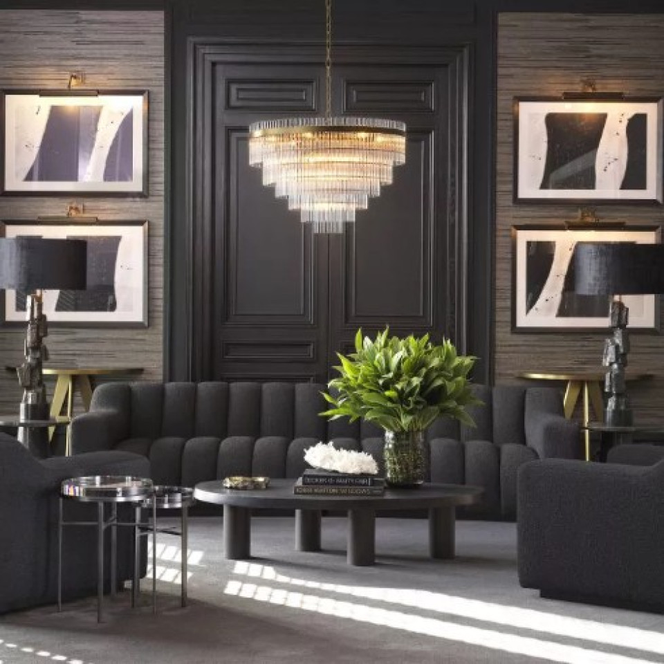 East Single Chandelier Brass/Glass 81cm