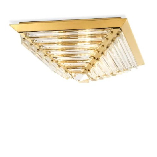 Eden Flush Ceiling Light Gold/Glass 49cm