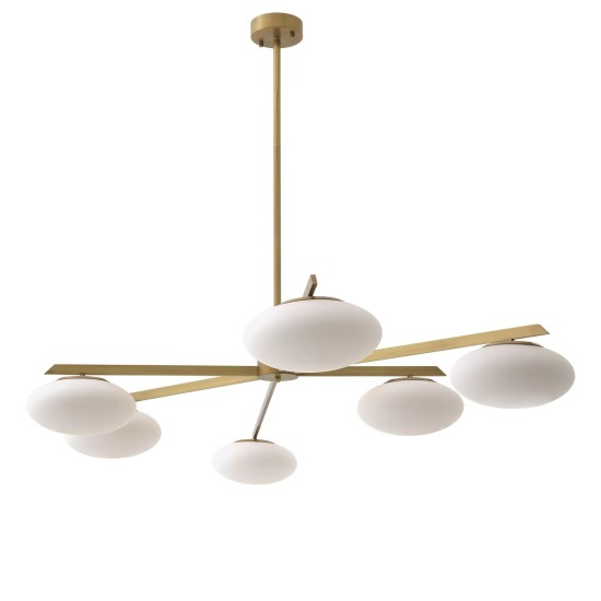 Evergreen Chandelier Brass/Glass 105cm