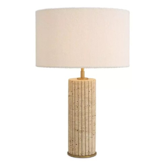 Giova Rund Bordslampa Travertin/Bouclé Skärm 64 cm