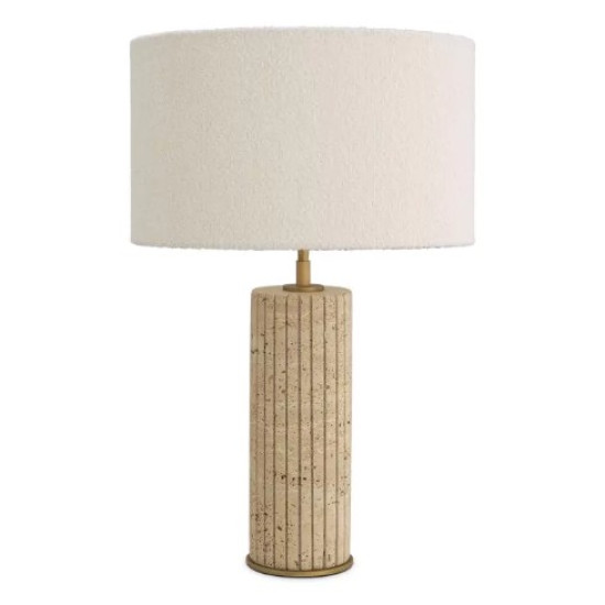 Giova Rund Bordslampa Travertin/Bouclé Skärm 64 cm