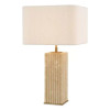 Giova Square Table Lamp Travertine/Bouclé Shade 64cm