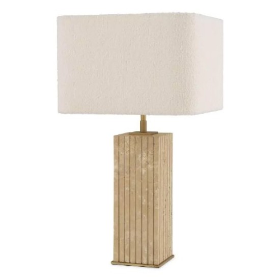 Giova Square Bordslampa Travertine/Bouclé Skärm 64 cm