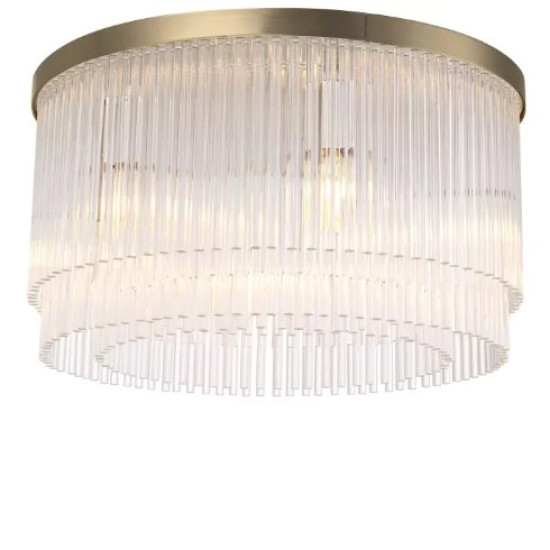 Hector Flush Ceiling Light Brass/Glass 45cm