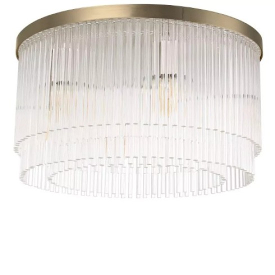 Hector Flush Ceiling Light Brass/Glass 45cm