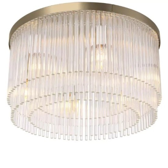 Hector Flush Ceiling Light Brass/Glass 45cm