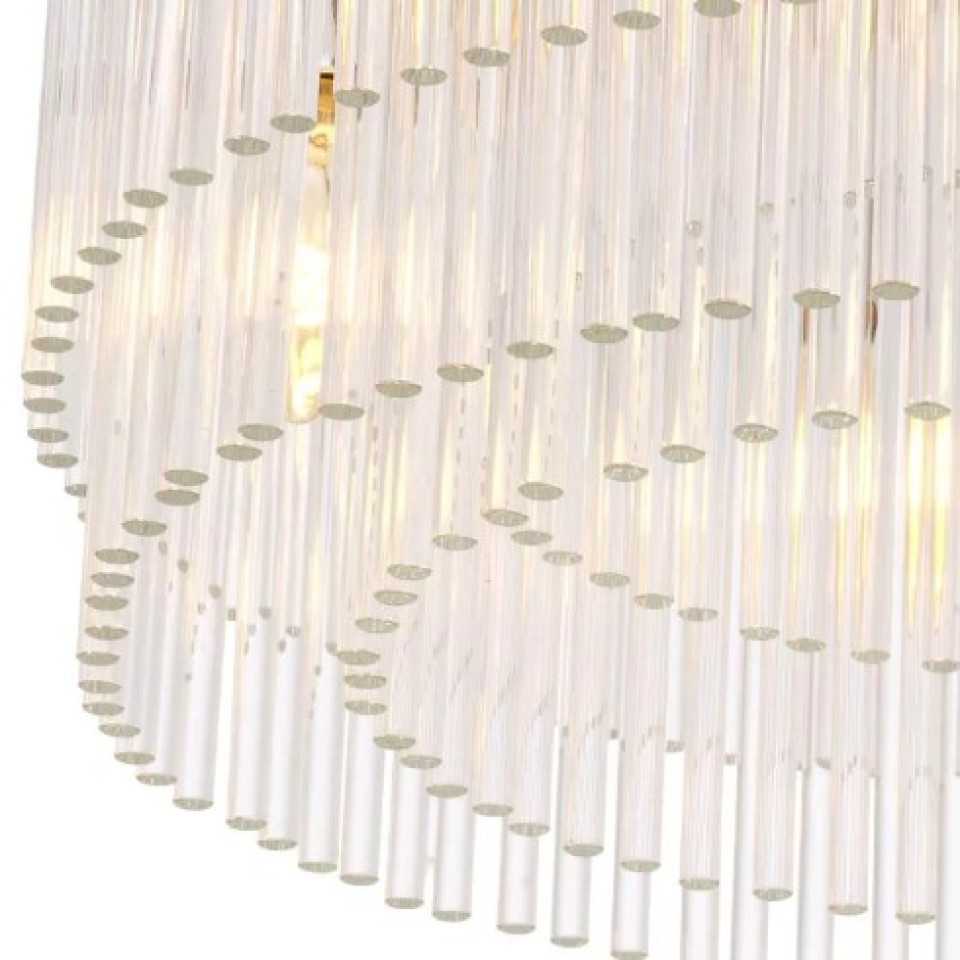 Hector Flush Ceiling Light Nickel/Glass 45cm