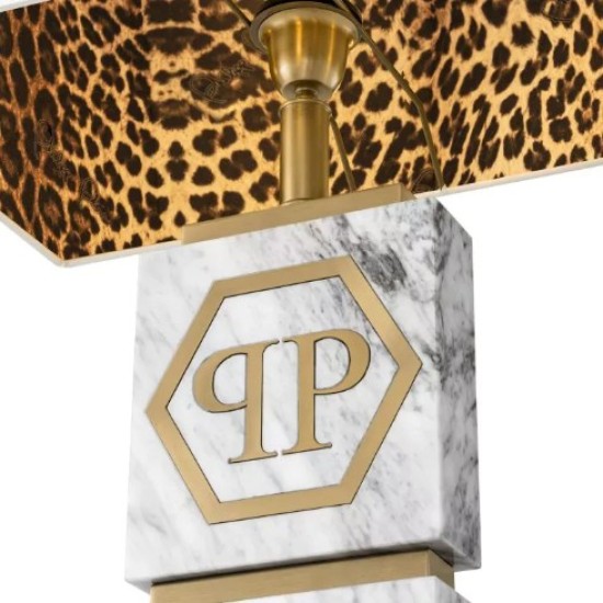 King Floor Lamp White Marble/Brass 161cm