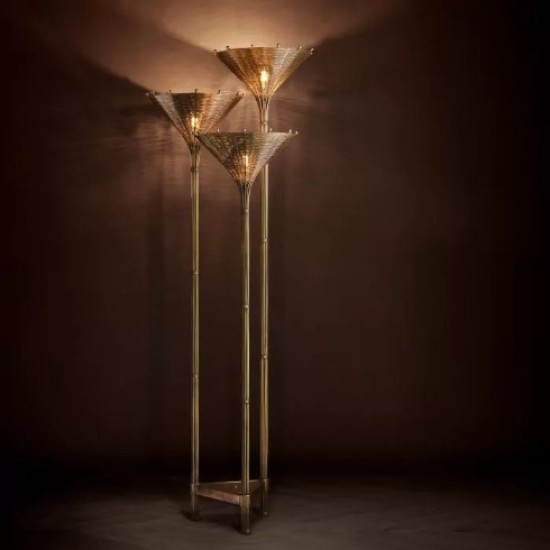 Kon Tiki Trippel golvlampa Mässing 197 cm