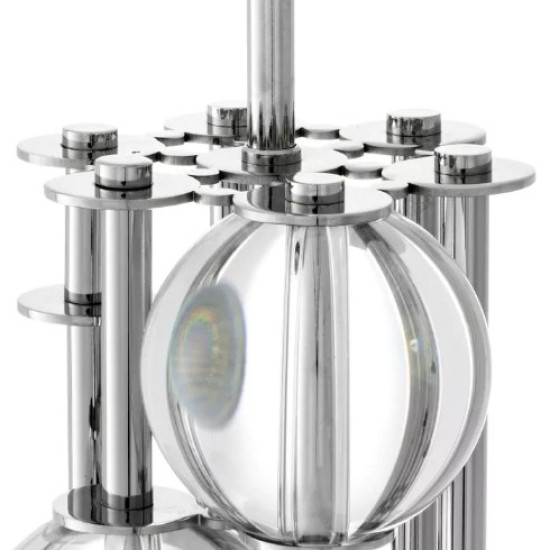 Lorenzo Golvlampa Nickel/Glas/Svart Skärm 176 cm