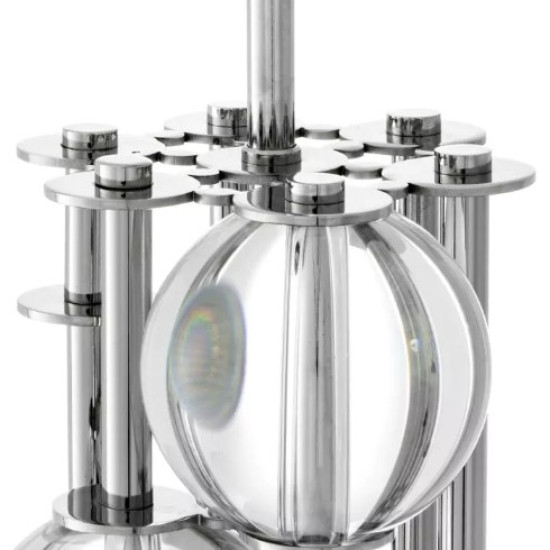 Lorenzo Golvlampa Nickel/Glas/Vit Skärm 176 cm