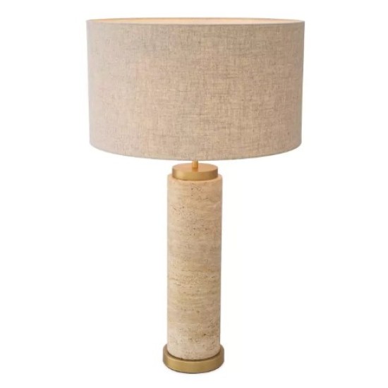 Lxry Bordslampa Travertin/Linne Mix Skärm 75 cm