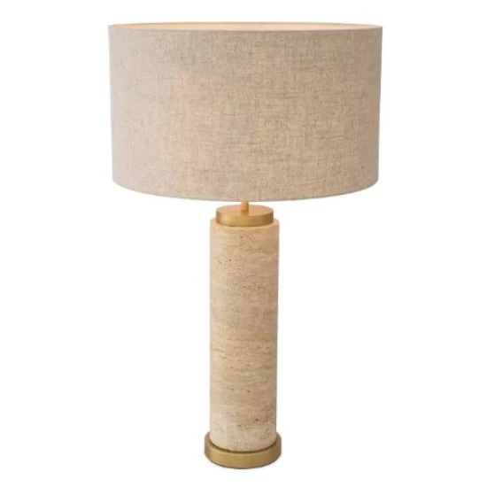 Lxry Bordslampa Travertin/Linne Mix Skärm 75 cm