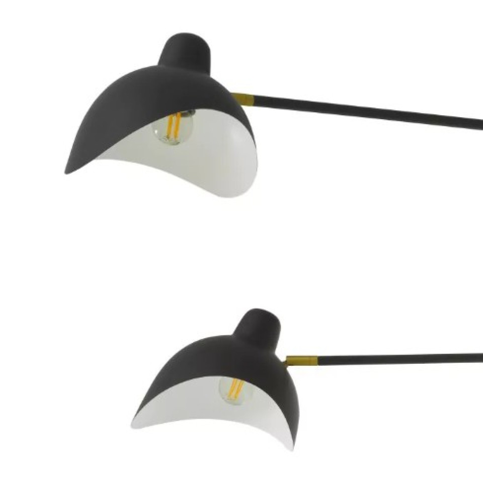 Mitch Vägglampa Svart/Mässing 150 cm