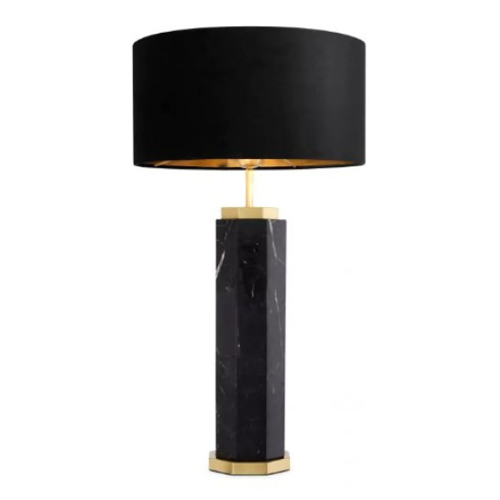 Newman Table Lamp Black Marble/Black Shade 75cm