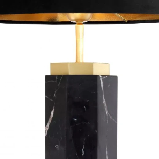 Newman Table Lamp Black Marble/Black Shade 75cm