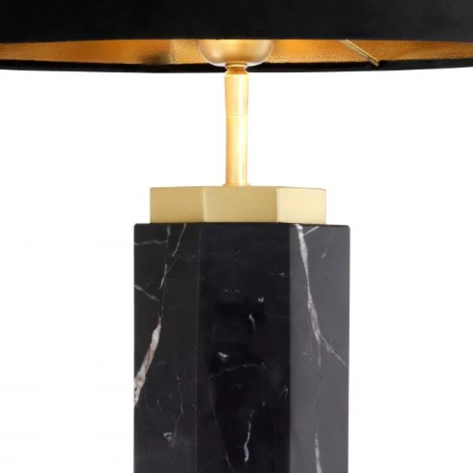 Newman Bordslampa Svart Marmor/Svart Skärm 75cm