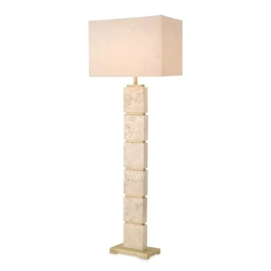 Newton Floor Lamp Travertine/Brass 145.5cm