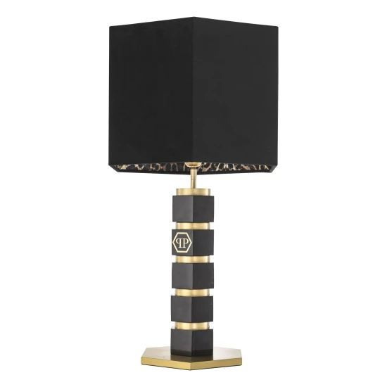 Hexagon Table Lamp Black/Brass 76cm