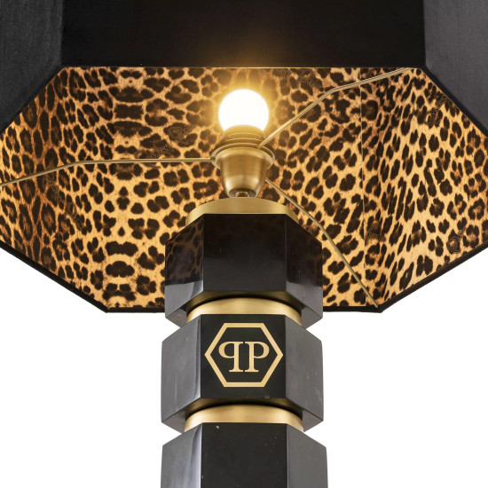 Hexagon Table Lamp Black/Brass 76cm