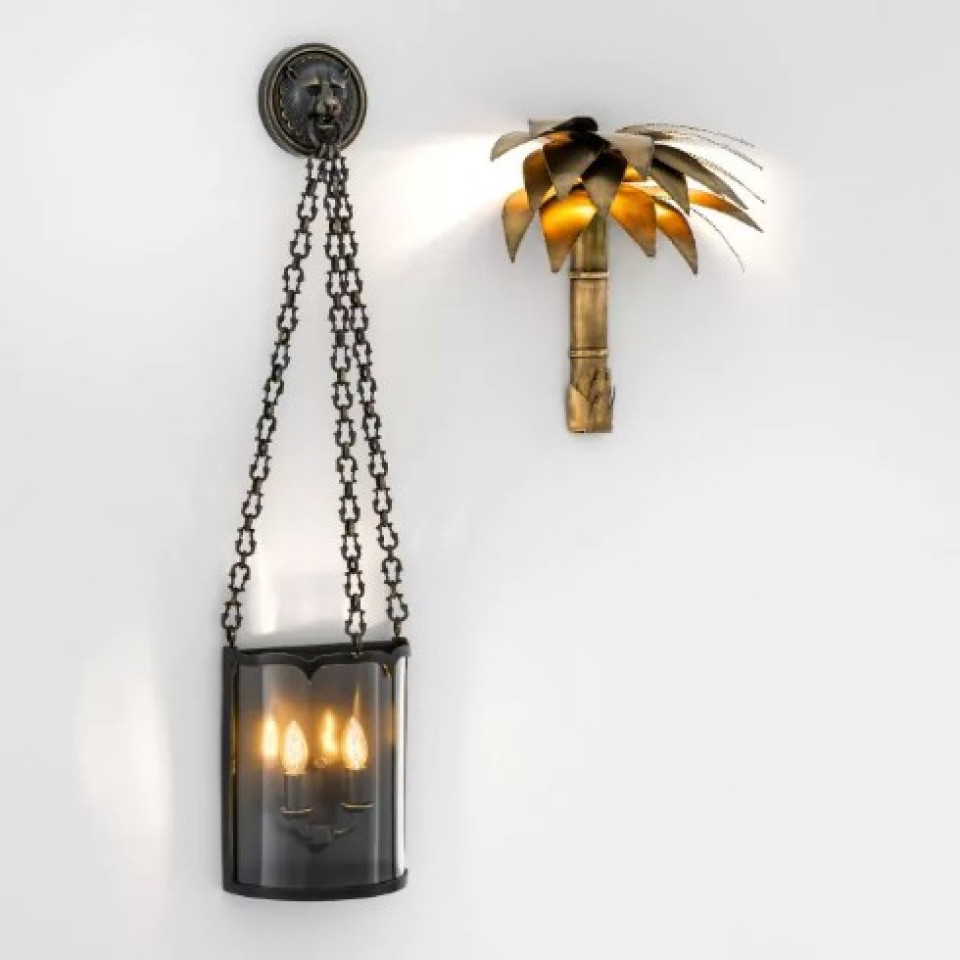 Palm Court Wall Lamp Brass 43cm