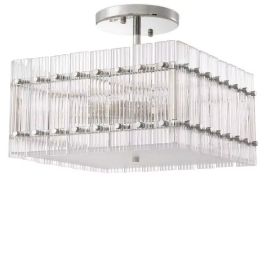 Ruby Square Plafond Nickel/Glas 45 cm