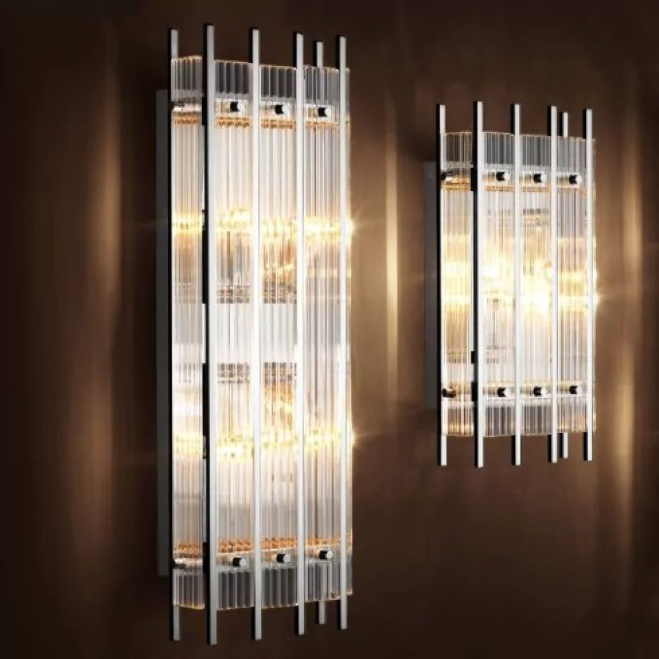 Sparks Vägglampa S Nickel/Klart glas 42 cm