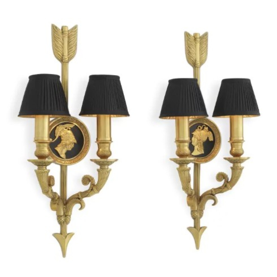 Tiberius Vägglampa Set om 2 Guld/Svart 52 cm