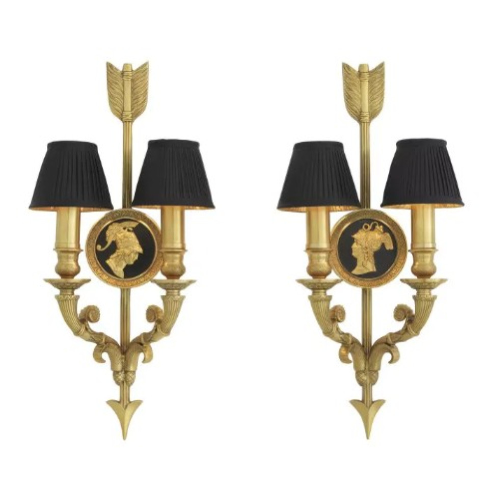 Tiberius Vägglampa Set om 2 Guld/Svart 52 cm